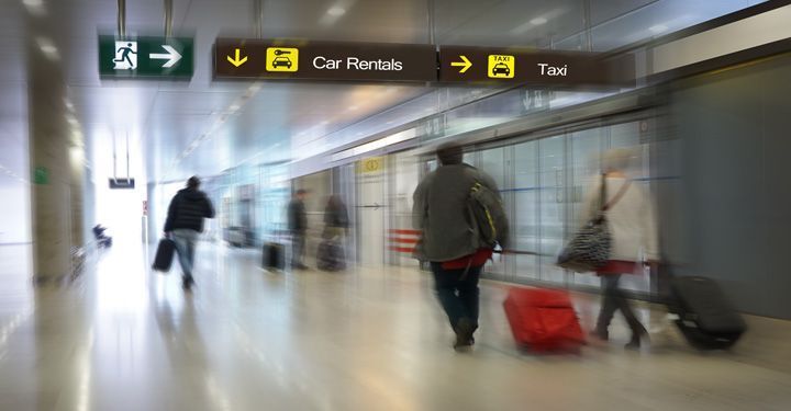 Car rental sign in Aruba airport