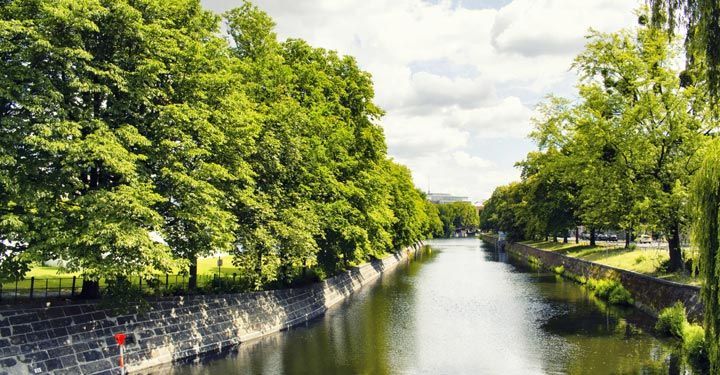 View of the Spree river from a boat, Berlin 