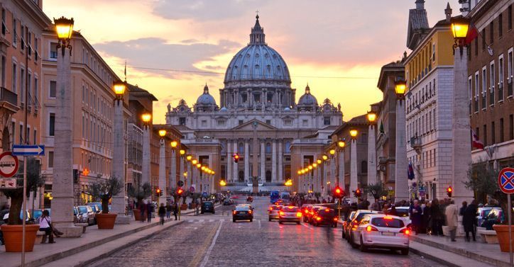Cars driving in Rome