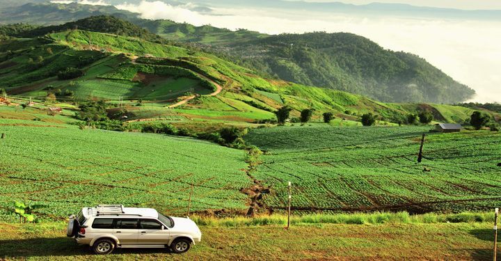 Driving down the mountain in Thailand