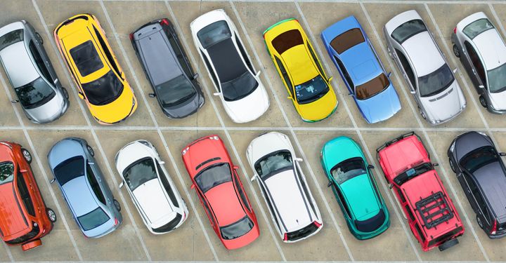 colourful cars in parking lot
