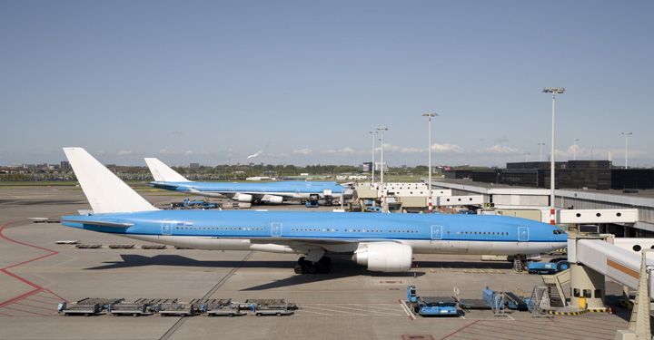 Airplanes in Amsterdam Airport Schiphol