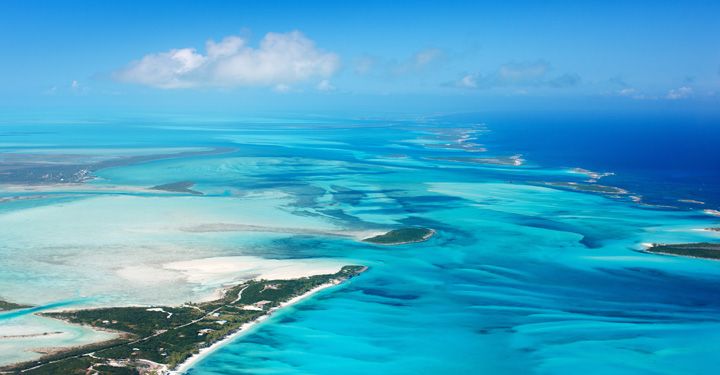 Aerial view of Bahamas from a plane