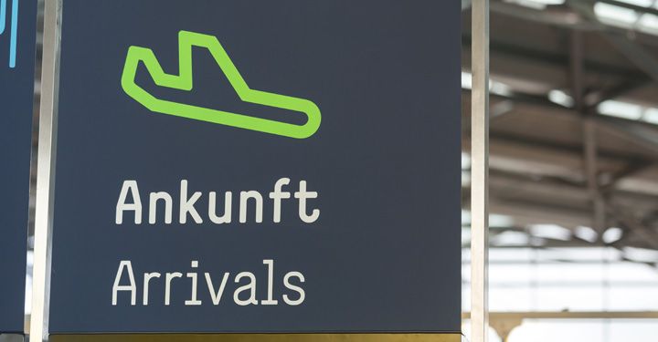 Airport arrivals sign in Berlin