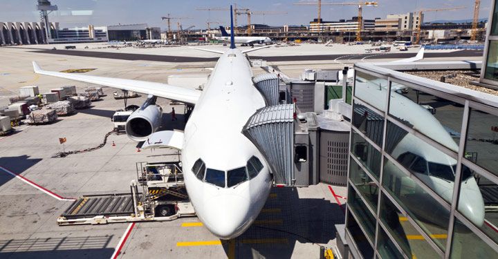 View of a plane in Birmingham Airport