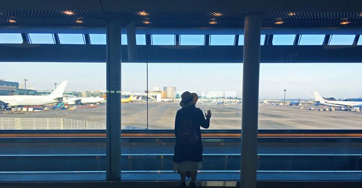Passenger looking at airplanes