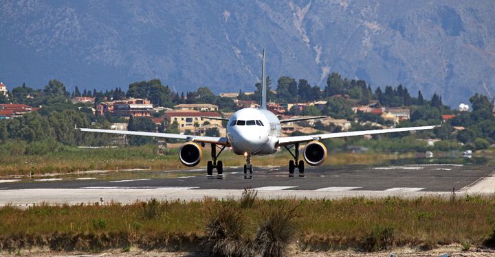 Plane taking off from a Greek airport 