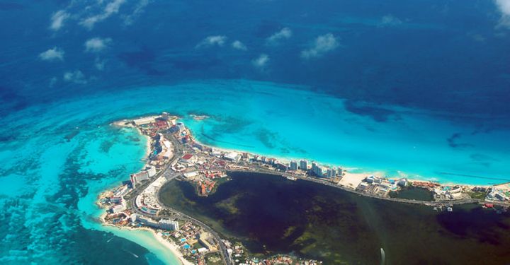 Aerial view of Cancun