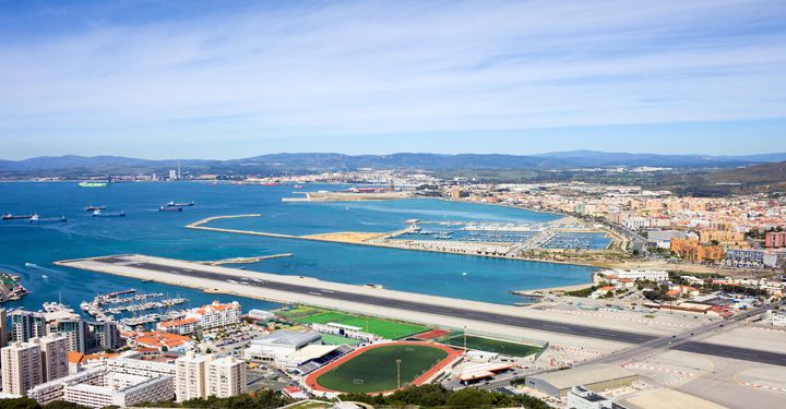 Aerial view of Gibraltar Airport