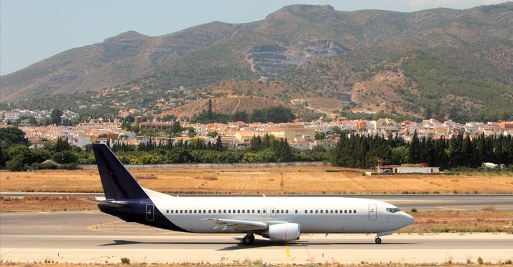 Plane on the runway at Malaga airport