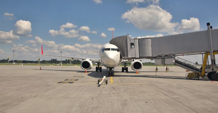 Airplane boarding passenger
