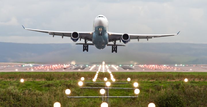 Airplane take off at Manchester airport