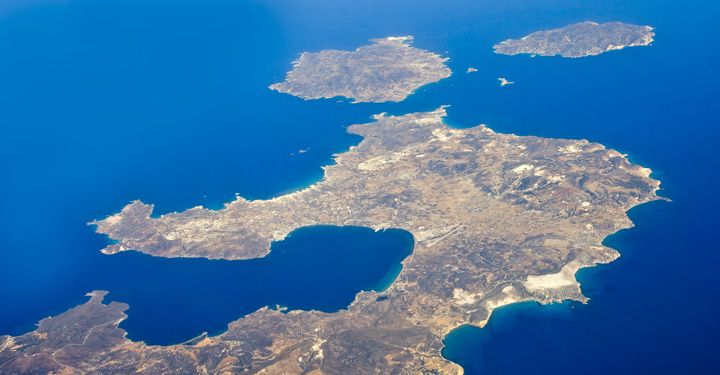Aerial view of Milos island, Greece