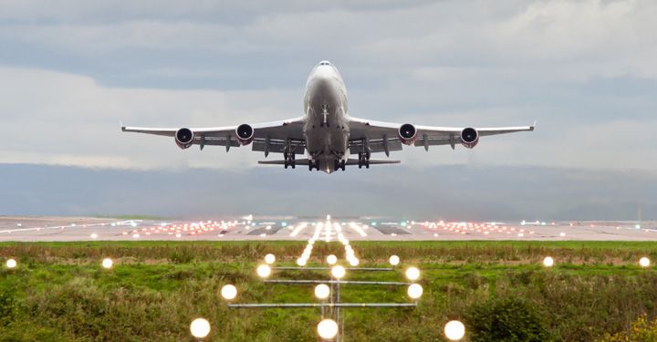 Plan taking off in Manchester Airport