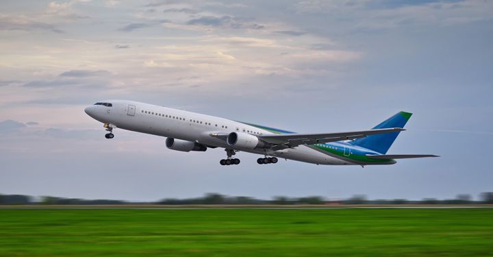 Airplane taking off in London