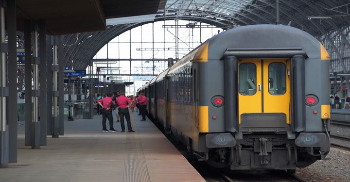 Train in Prague main rail station