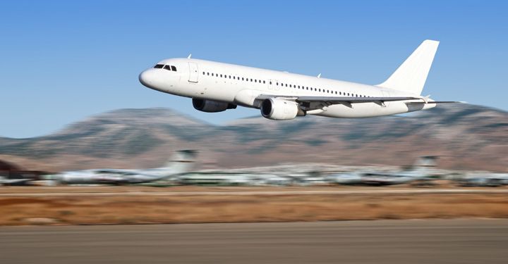 Plane taking off in Athens airport