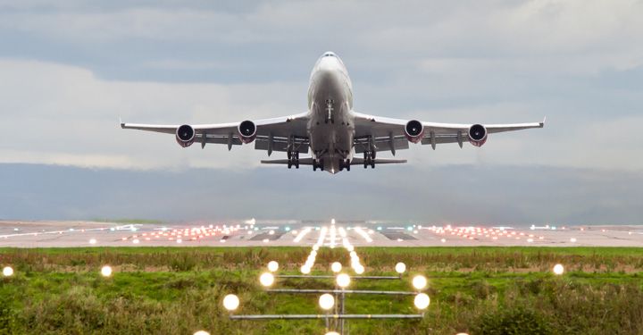 Plane take off at Manchester Airport