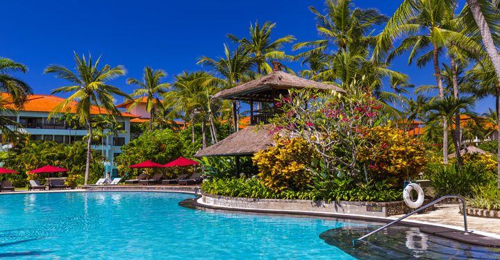 Pool in trendy hotel in Canggu, Bali