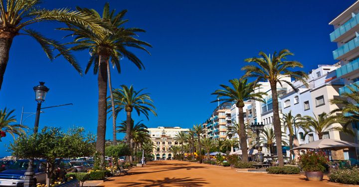 View of Lloret de Mar promenade and hotels 