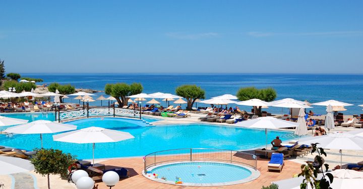 Pool in trendy hotel in Crete, Greece