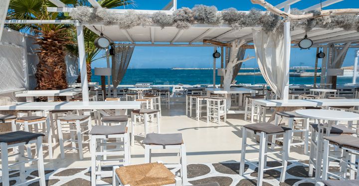 Restaurant on the beach in Naxos, Greece