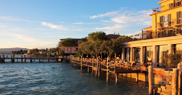 Hotel in the jetty port in Sirmione, Lake Garda