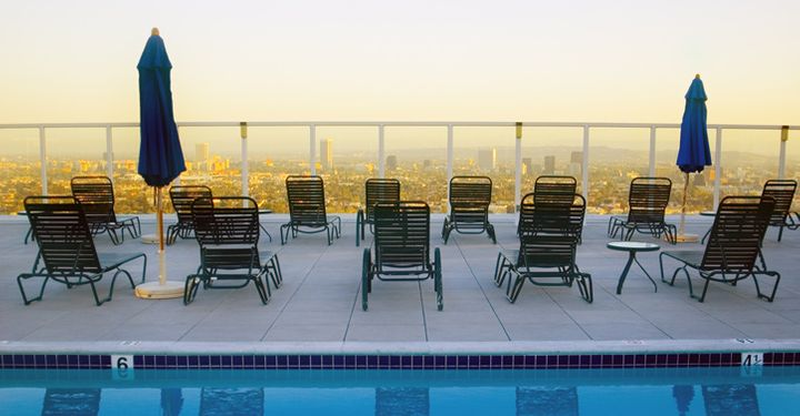 Los Angeles rooftop pool view