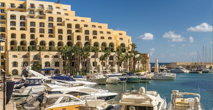 View of hotel in Portomaso bay , Valletta