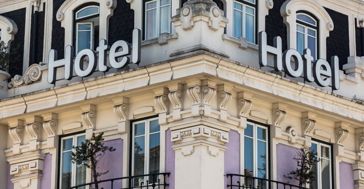Hotel sign in Lisbon city centre