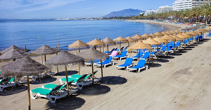 Sun lounger on marbella beach