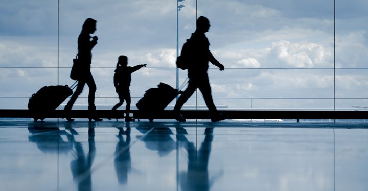 Family catching a flight
