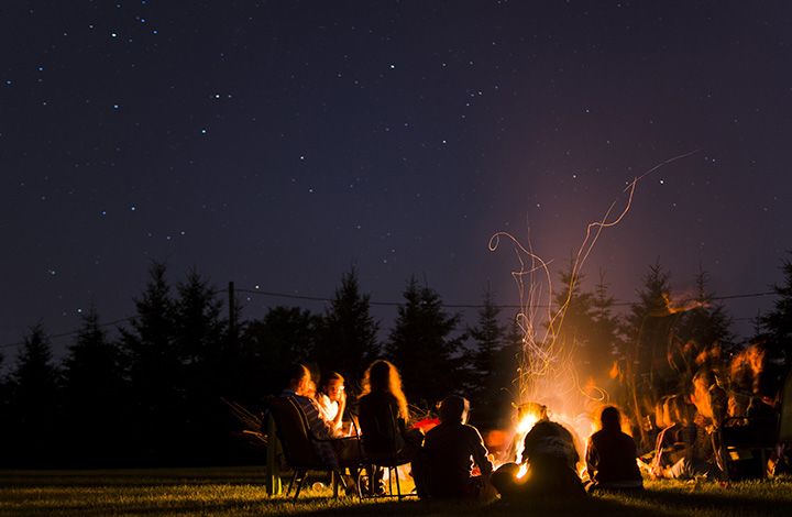 Campfire and camping