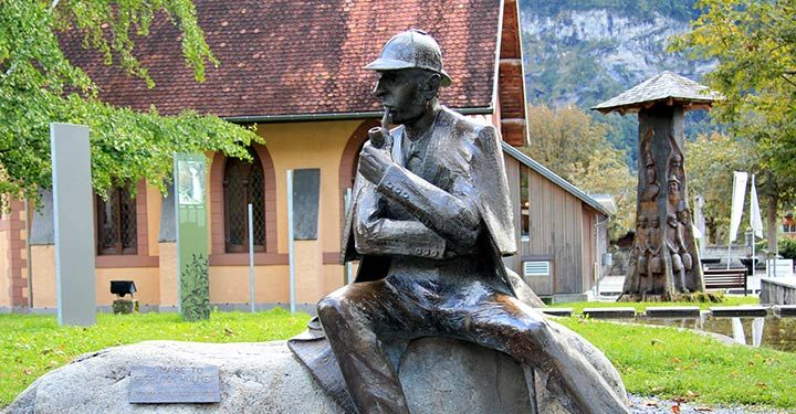 statue of sherlock holmes in switzerland