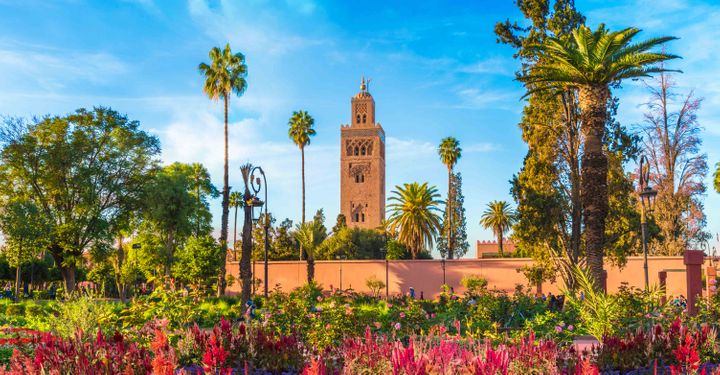 View of Koutoubia Mosque and garden